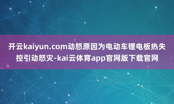 开云kaiyun.com动怒原因为电动车锂电板热失控引动怒灾-kai云体育app官网版下载官网